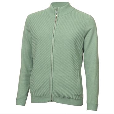 Green Lamb Ladies Full Zip Lined Cardigan with Diagonal Stitch Sage