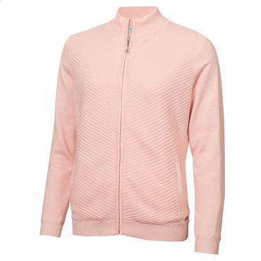 Green Lamb Ladies Full Zip Lined Cardigan with Diagonal Stitch Soft Pink