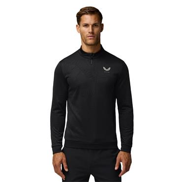 Castore Gents Club Classic ¼ Zip AOP Debossed Top Black - Mid Grey