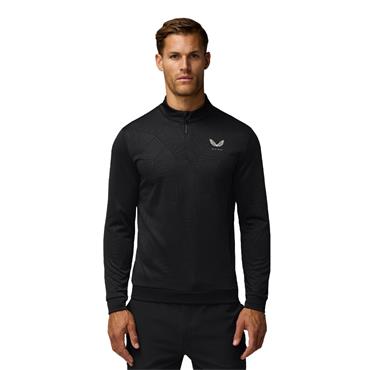 Castore Gents Club Classic ¼ Zip All-Over-Print Debossed Top Black - Mid Grey