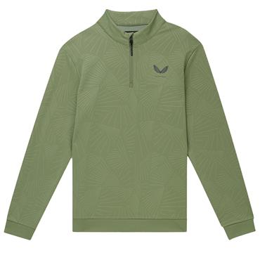 Castore Gents Club Classic ¼ Zip All-Over-Print Debossed Top Thyme