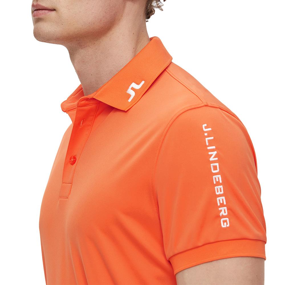 J.Lindeberg Gents Tour Tech Regular Fit Polo Shirt Lava Orange Golf Store