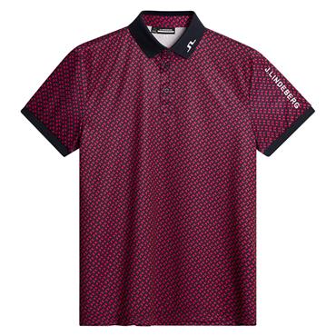 J.Lindeberg Gents Tour Tech Print Polo Shirt Tour Geo Navy (O541)