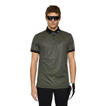 J.Lindeberg Gents Tour Tech Print Polo Shirt Tour Geo Olive (M523)
