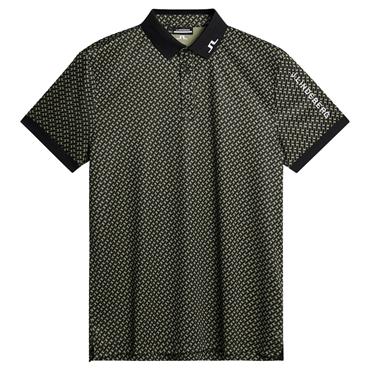 J.Lindeberg Gents Tour Tech Print Polo Shirt Tour Geo Olive (M523)