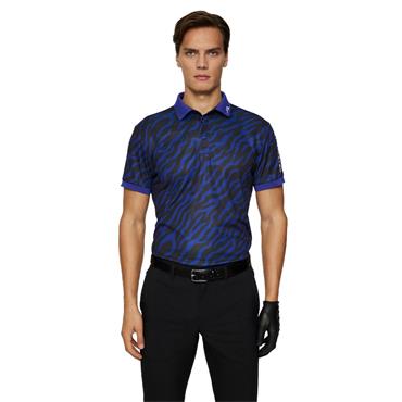 J.Lindeberg Gents Tour Tech Print Polo Shirt Tour Tiger Clematis (O540)