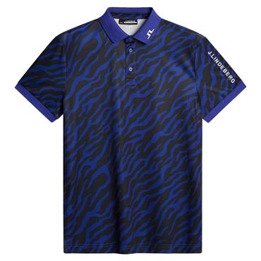 J.Lindeberg Gents Tour Tech Print Polo Shirt Tour Tiger Clematis (O540)
