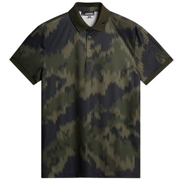 J.Lindeberg Gents Tour Tech Print Polo Shirt Warp Forest (M538)