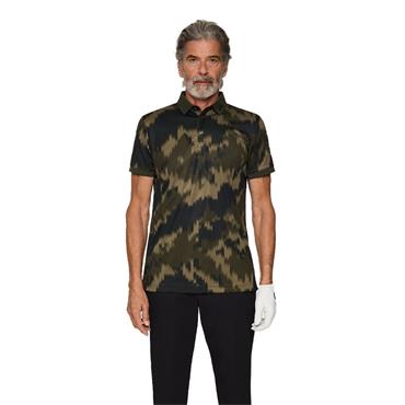 J.Lindeberg Gents Tour Tech Print Polo Shirt Warp Forest (M538)