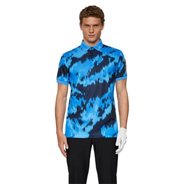 J.Lindeberg Gents Tour Tech Print Polo Shirt Warp Sonic (O557)