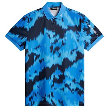 J.Lindeberg Gents Tour Tech Print Polo Shirt Warp Sonic (O557)