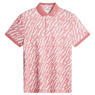 J.Lindeberg Gents Tour Tech Print Polo Shirt Oak Flamingo (S228)