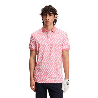 J.Lindeberg Gents Tour Tech Print Polo Shirt Oak Flamingo (S228)