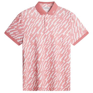 J.Lindeberg Gents Tour Tech Print Polo Shirt Oak Flamingo (S228)
