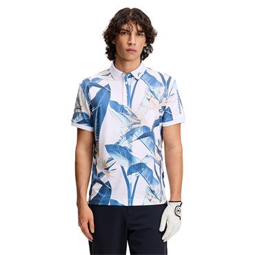 J.Lindeberg Gents Tour Tech Print Polo Shirt Paradise Skylight (O587)