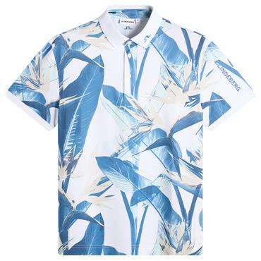 J.Lindeberg Gents Tour Tech Print Polo Shirt Paradise Skylight (O587)