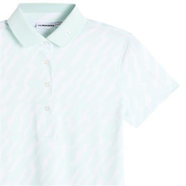 J.Lindeberg Ladies Tour Tech Print Polo Shirt Oak Skylight (O589)
