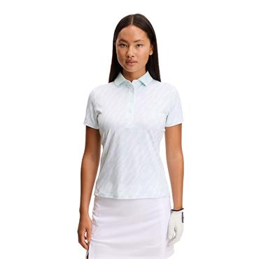 J.Lindeberg Ladies Tour Tech Print Polo Shirt Oak Skylight (O589)