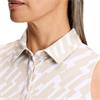 J.Lindeberg Ladies Dena Print Sleeveless Polo Shirt Oak Island Fossil (C150)