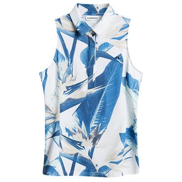J.Lindeberg Ladies Dena Print Sleeveless Polo Shirt Paradise Skylight (O587)