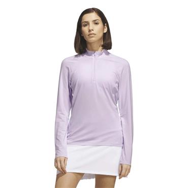 adidas Ladies Ultimate365 Solid  1/4 Zip Polo Shirt Frozen Purple