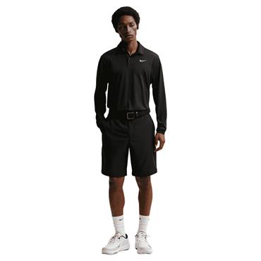 Nike Gents DriFit Velocity Long Sleeve Solid Polo Shirt Black - White(Black010)