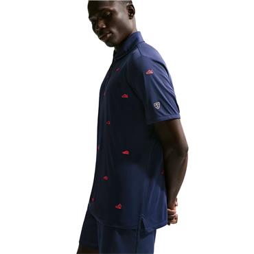 Nike Gents Dri-FIT Par 5 Embroidered Polo Shirt Navy - Hot Lava (419)