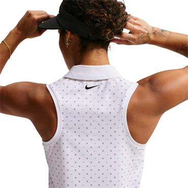 Nike Ladies Victory Dri-FIT Sleeveless Printed Polo Shirt White - Pink Foam - Black (100)