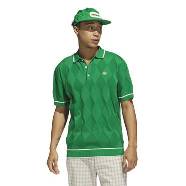 adidas Golf Originals Gents Argyle Knit Polo Shirt	Green