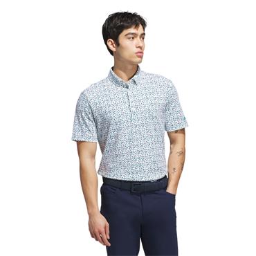 adidas Gents Ultimate365 Micro Argyle Polo Shirt White - Pure Teal	
