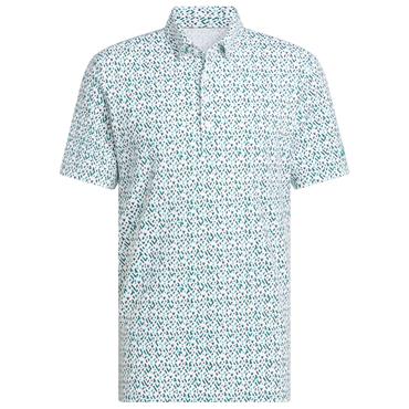 adidas Gents Ultimate365 Micro Argyle Polo Shirt White - Pure Teal	