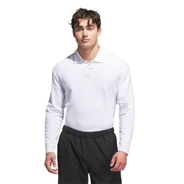 adidas Gents Beyond Long Sleeve Loose Fit Polo Shirt White