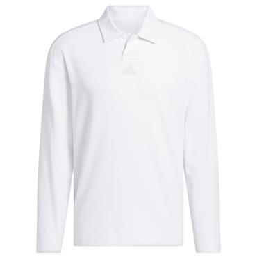 adidas Gents Beyond Long Sleeve Loose Fit Polo Shirt White