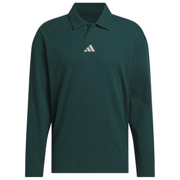adidas Gents Beyond Long Sleeve Loose Fit Polo Shirt Aurora Navy