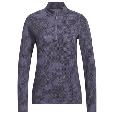 adidas Ladies Ultimate365 Printed Quarter-Zip Mock Neck Top Black