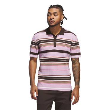 Gents Knit Polo Shirt Bliss Lilac - Dark Brown