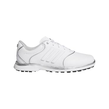 adidas Ladies Alphaflex Zoysia Spikeless Golf Shoes White - Silver Met 