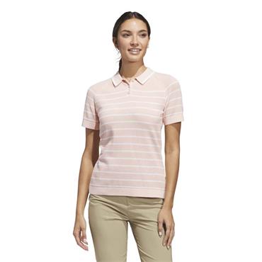 adidas Ladies Ultimate365 Stripe Polo Shirt Blush Pink