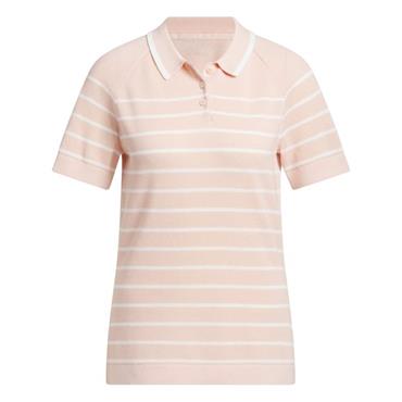 adidas Ladies Ultimate365 Stripe Polo Shirt Blush Pink