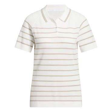 adidas Ladies Ultimate 365 Short Sleeve Stripe Knit Polo Shirt White