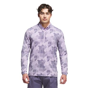 adidas Gents Go-To Printed Quarter-Zip Sweatshirt Powder Plum