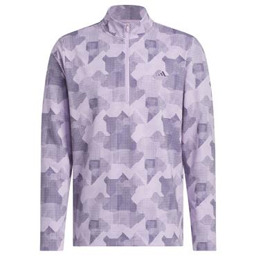 adidas Gents Go-To Printed Quarter-Zip Sweatshirt Powder Plum