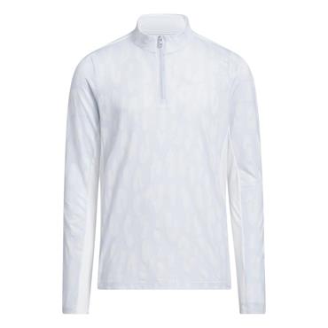 adidas Girls Long Sleeve 1/4 Zip Mock Polo Shirt White