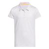 adidas Girls Short Sleeve Print Polo Shirt White