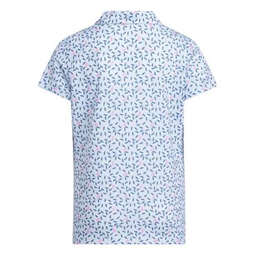adidas Girls Short Sleeve Print Polo Shirt Crystal Sky