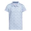 adidas Girls Short Sleeve Print Polo Shirt Crystal Sky