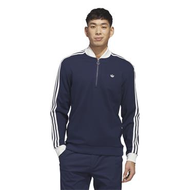adidas Golf Originals Gents 3-Stripes ¼ Zip Sweatshirt Night Indigo - Chalk White