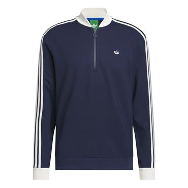 adidas Golf Originals Gents 3-Stripes ¼ Zip Sweatshirt Night Indigo - Chalk White