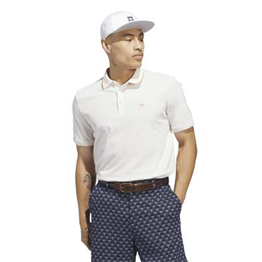 adidas Golf Originals Gents Twistknit Trefoil Polo Shirt Chalk White - Dusky Orange