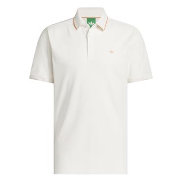 adidas Golf Originals Gents Twistknit Trefoil Polo Shirt Chalk White - Dusky Orange
